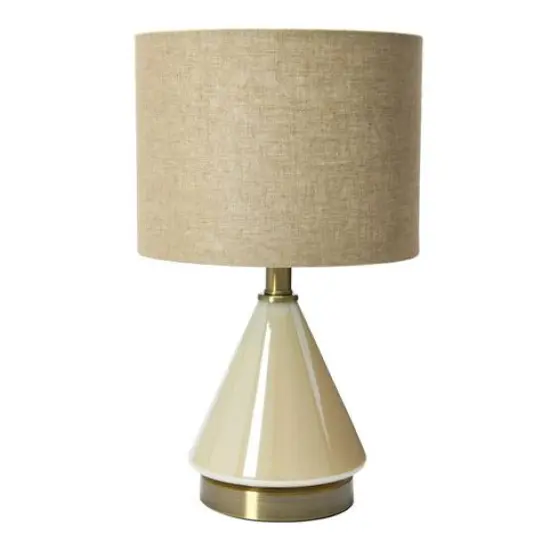 Hello Honey&reg; 20" Cream Glass Table Lamp with Linen Shade {1}