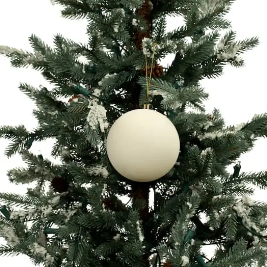 4 Pack 3.8" Flocked Shatterproof Ball Ornaments by Ashland&reg; Cream {4}
