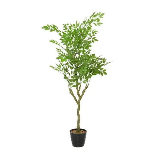 61" Green Vinyl Contemporary Potted Artificial Tree {6}