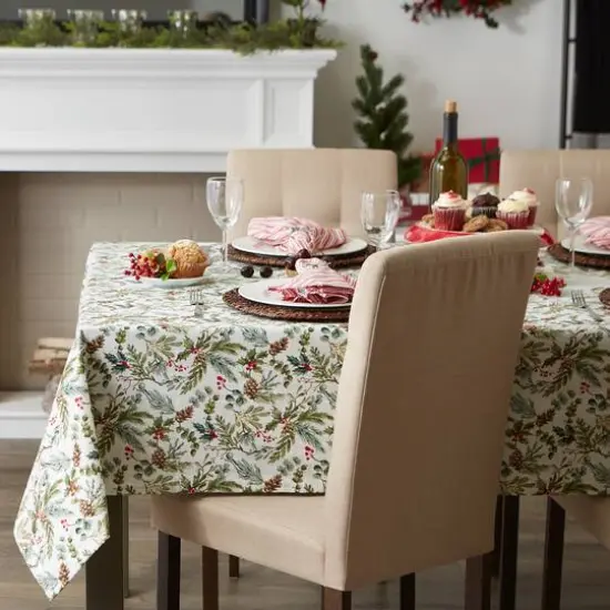 DII&reg; 84" Heritage Holiday Sprigs Printed Tablecloth {4}