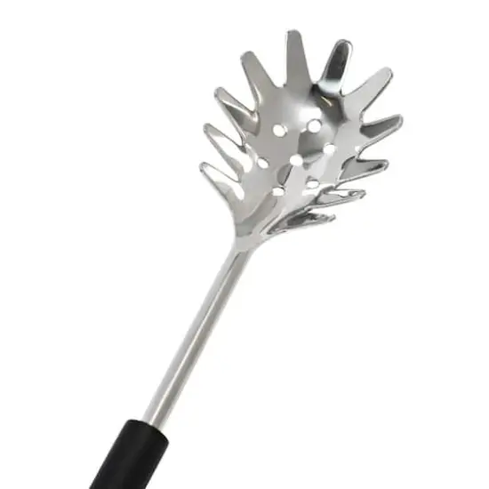 Hello Honey&reg; Stainless Steel Slotted Pasta Server with Wood Handle {4}