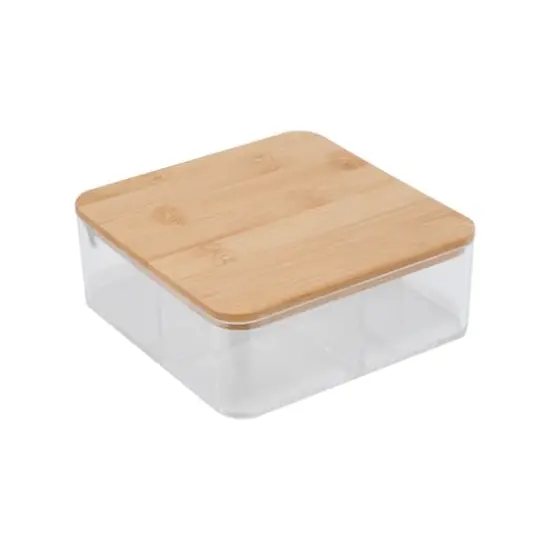 Simplify Bamboo Lid & Mirror Clear 3 Compartment Organizer {6}