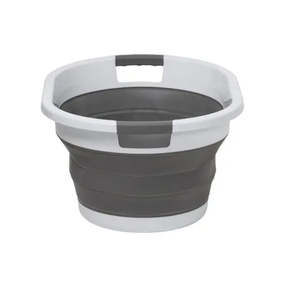 Honey Can Do 24" Collapsible Rubber Laundry Basket Set Dark Gray and White {8}