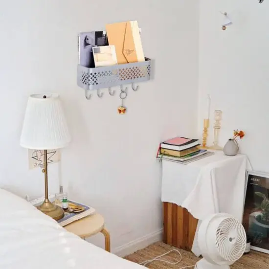 NEX&trade; Silver Wall-Mounted Mail Sorter and Key Organizer with 5 Hooks {7}