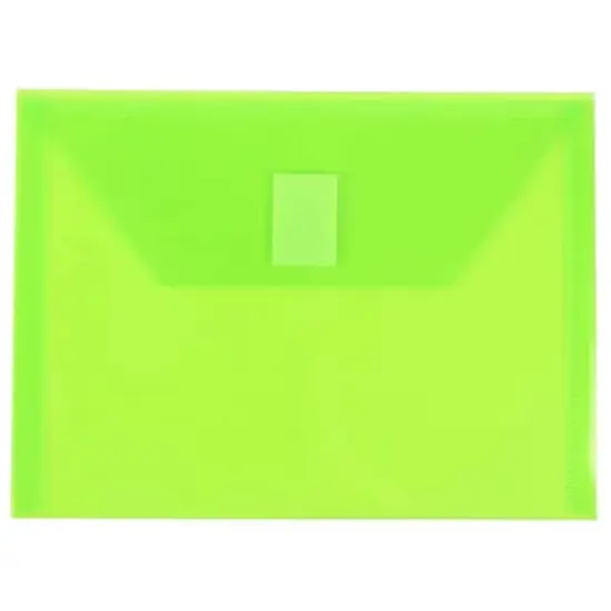 JAM Paper 5.5" x 7.5" Plastic Hook & Loop Closure Envelopes, 12ct. Lime Green {1}