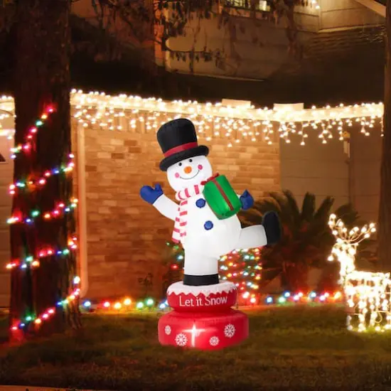 Glitzhome&reg; 6ft. Lighted Inflatable Rotating Snowman D&eacute;cor {12}