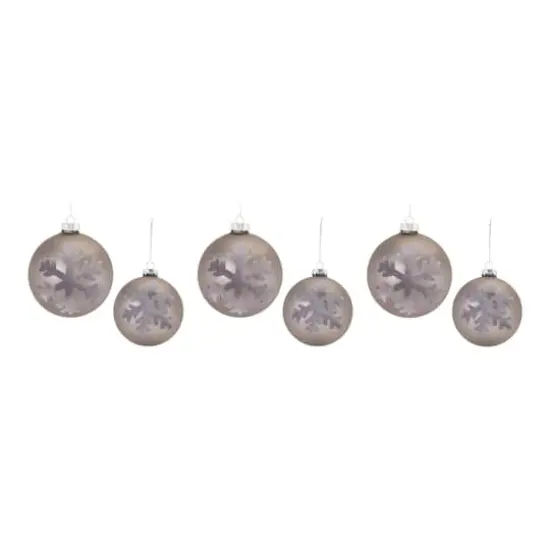 6ct. Taupe Fabric Snowflake Design Glass Ball Ornaments {6}