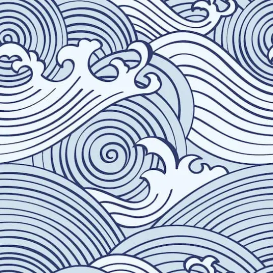 RoomMates Asian Waves Peel & Stick Wallpaper Blue/White {1}