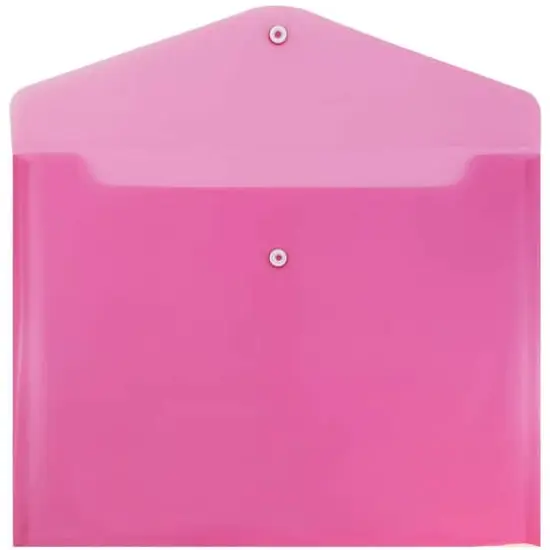 JAM Paper 9.75" x 13" Plastic Snap Closure Envelopes, 12ct. Fuchsia {4}