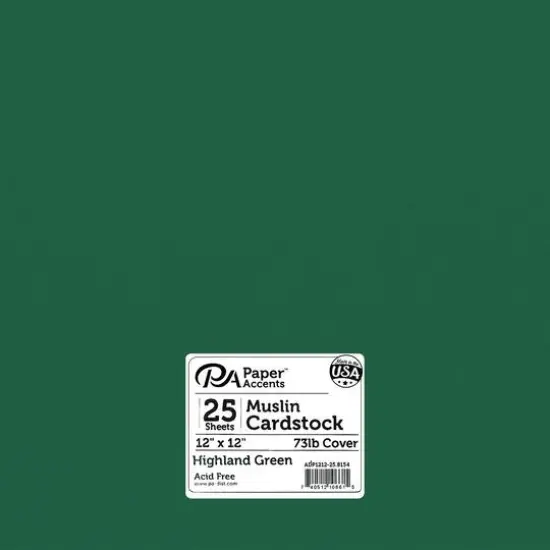 PA Paper&trade; Accents 12" x 12" 73lb. Textured Muslin Cardstock, 25 sheets Highland Green {1}
