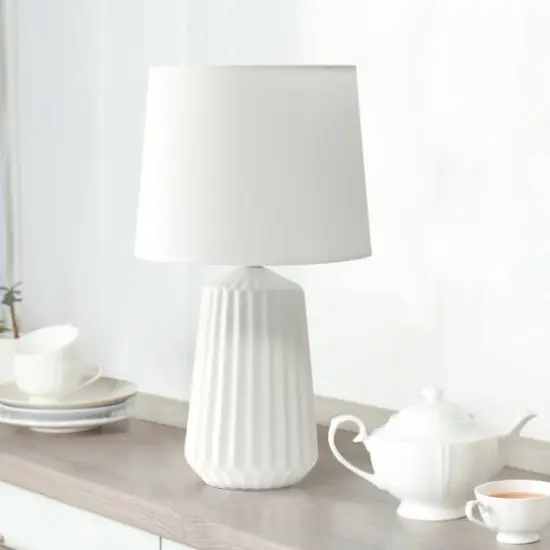 Simple Designs 17.4" Off White Pleated Base Table Lamp {5}