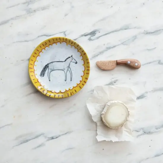 Hello Honey&reg; 6" Enchanted Fauna Series Hand-Painted Stoneware Plate Set {4}