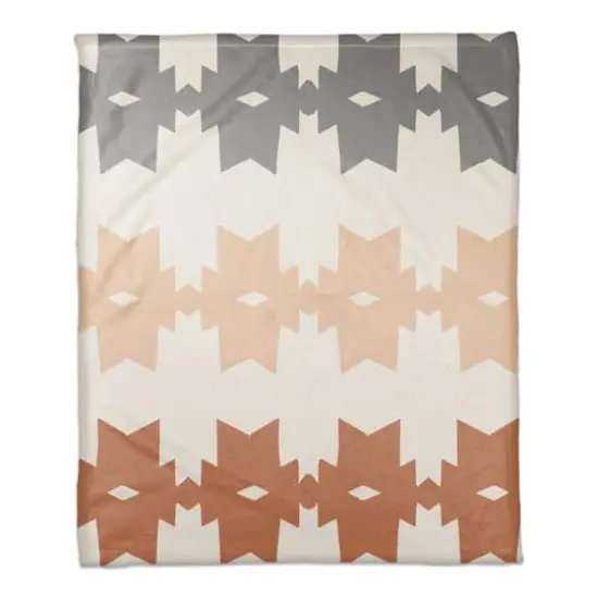 Southwest Style Rows 50" x 60" Coral Fleece Blanket {1}