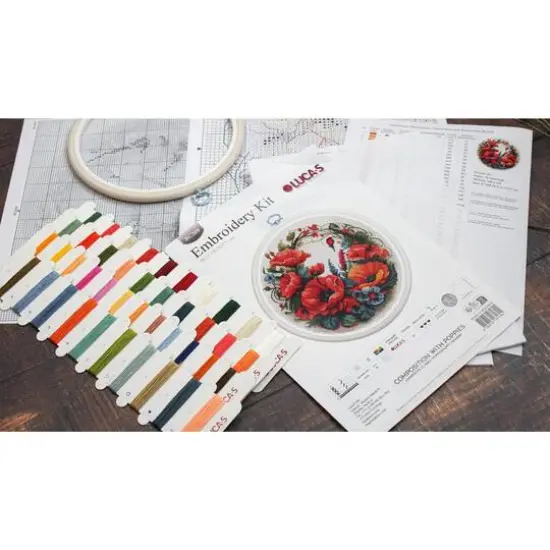 Luca-S Composition with Poppies Counted Cross Stitch Kit with Display Hoop {18}