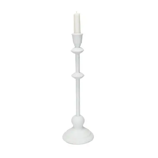 Hello Honey&reg; Antique White Sand Finish Tall Metal Taper Candle Holder {8}