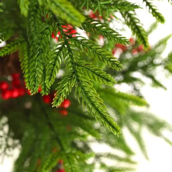 Glitzhome&reg; 37.5"H Chirstmas Greenery Pine Porch Tree with Berries {7}
