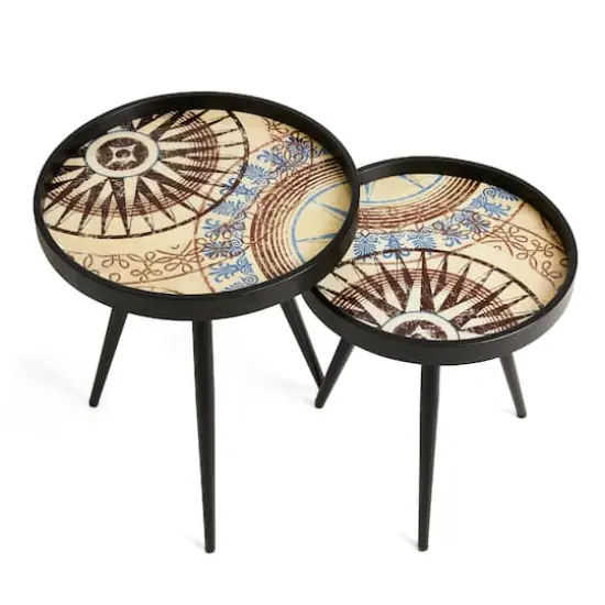 Glitzhome® Nesting Side Table with Polygonal Star Pattern Tray Top Set {7}