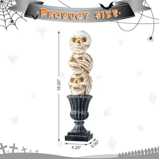 Glitzhome&reg; 18"H Halloween Resin Stacked Skull Table Decor {9}