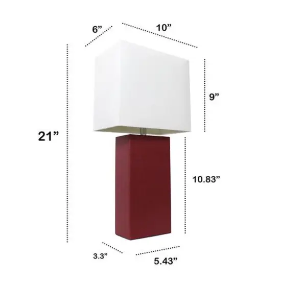 Lalia Home Lexington 21" Leather Home D&eacute;cor Table Lamp Red {4}
