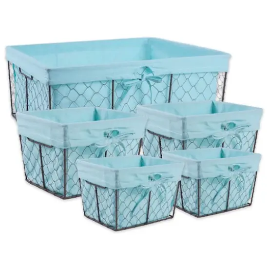 DII&reg; Chicken Wire Basket with Liner Set Aqua {1}