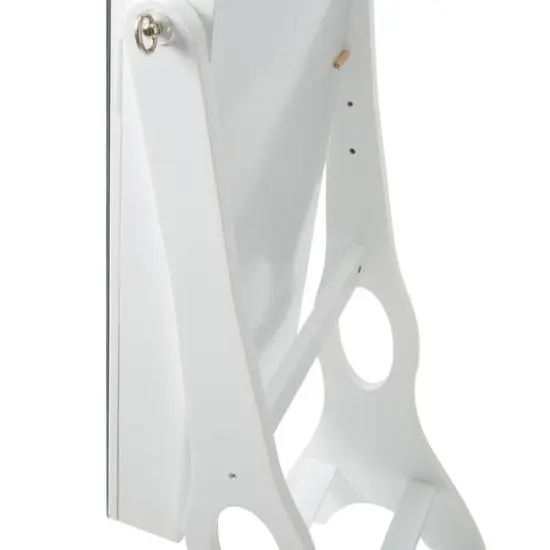 Simplify 61" White Jewelry Armoire Free Standing Cabinet with Full Mirror {8}