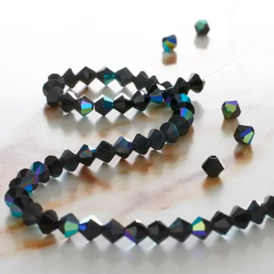 Preciosa Glass Crystal Bicone Beads, 4mm by Bead Landing&trade; Jet AB {3}