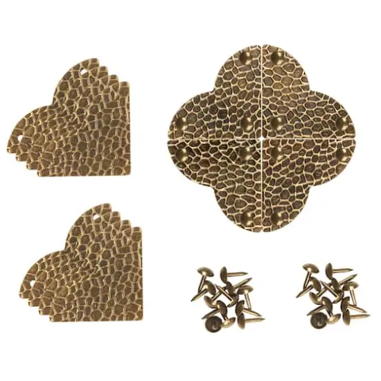 Dritz&reg; Home Antique Brass Small Textured Quatrefoil Corners, 3ct. {1}