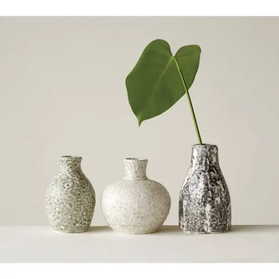 Hello Honey&reg; Distressed Grey Terra Cotta Vases Set {3}