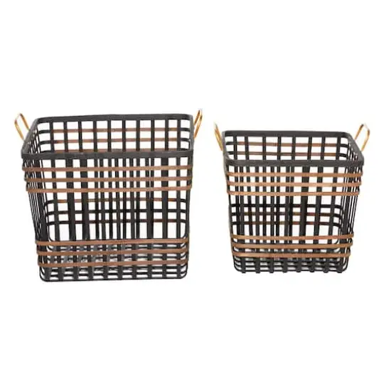 Black Seagrass Farmhouse Storage Basket Set {5}