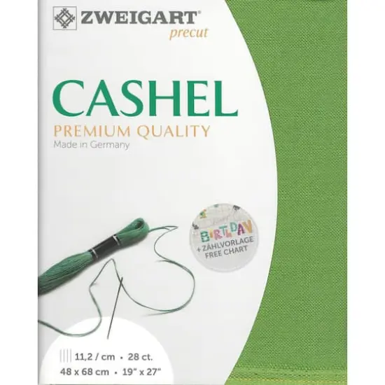 Zweigart&reg; Cashel Precut 28 Count Premium Fabric, 19" x 27" Grass Green {1}