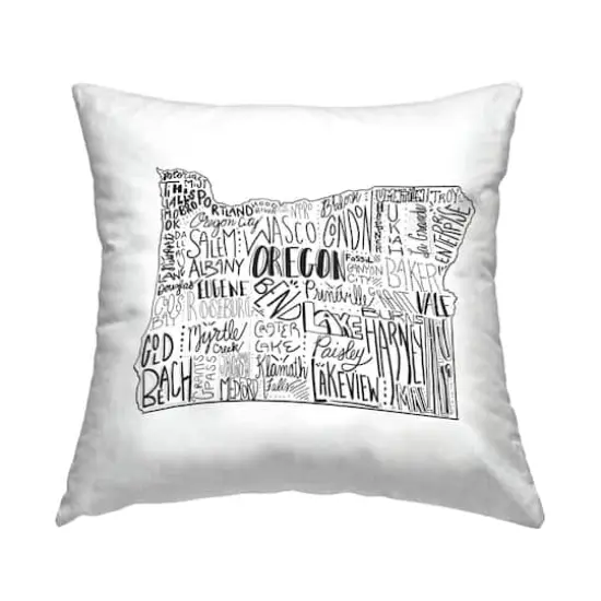 Stupell Industries Oregon State Outline Typography City Map Throw Pillow, 18" x 18" {1}