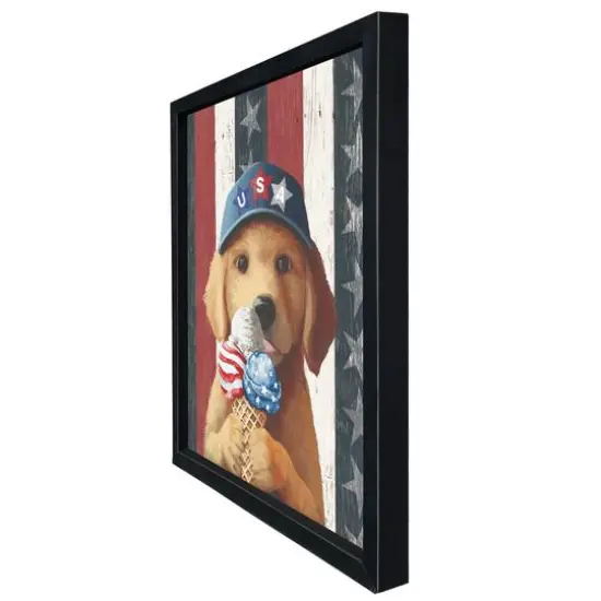 18" x 24" Patriotic Ice Cream Pup Framed Print Black {3}