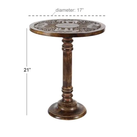 Brown Mango Wood Traditional Accent Table, 21" x 17" x 17" {6}