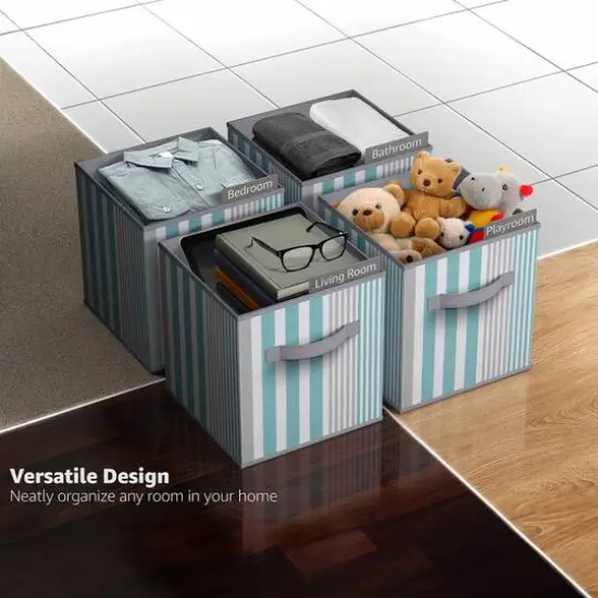 Sorbus 11" Aqua & Gray Foldable Storage Cubes, 6ct. {4}