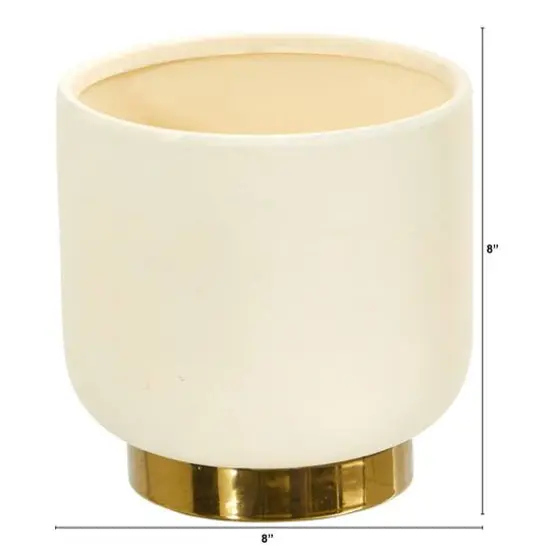 8" Elegance Ceramic Planter with Gold Accents {3}