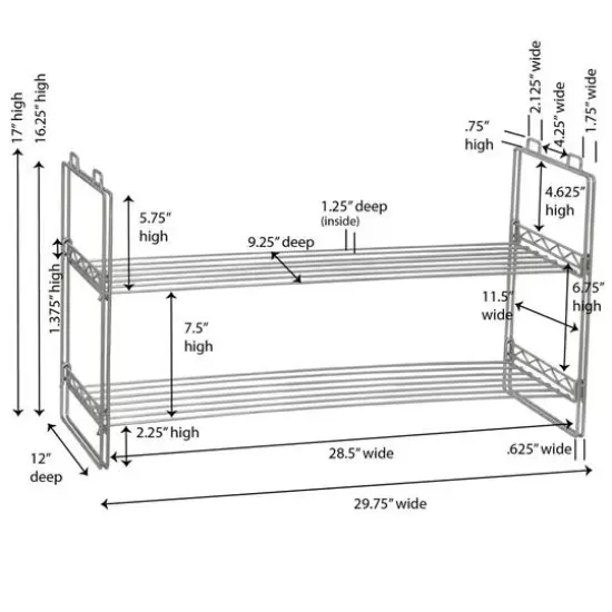 Household Essentials Stackable 2-Tier Metal Shoe Rack {4}