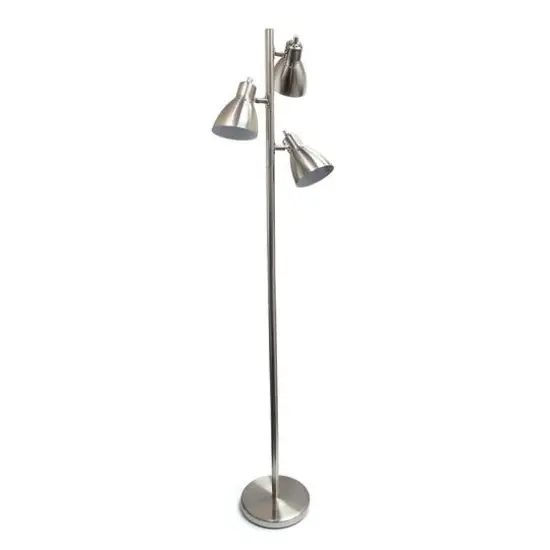 Creekwood Home Essentix 64" 3 Light Metal Tree Floor Lamp Brushed Nickel {1}
