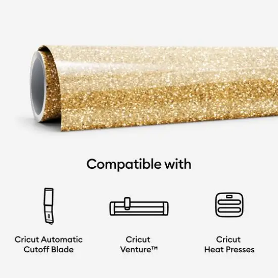 Cricut&reg; Smart Iron-On&trade; Glitter, 25" x 12ft. Gold {8}