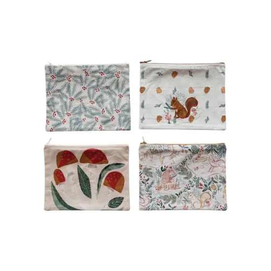 Hello Honey® Cotton Printed Zip Pouch Set with Woodland Flora & Fauna Patterns {1}