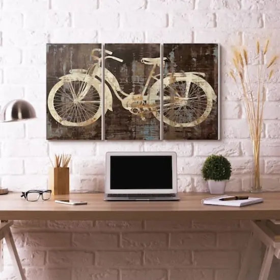 Stupell Industries 3-Piece Distressed Bicycle Wooden Wall Plaque {4}