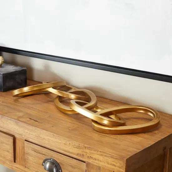 CosmoLiving by Cosmopolitan 3ft. Metal Chain Sculpture Gold {3}