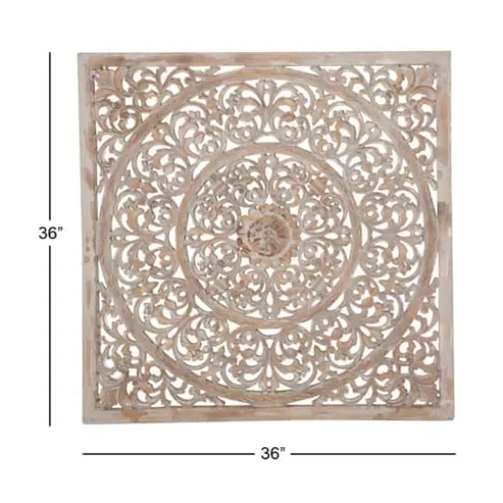 36" Brown Floral Radial Wood Wall D&eacute;cor {6}