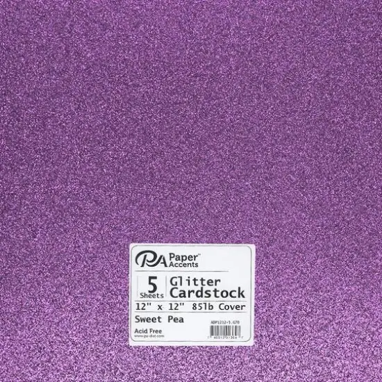 PA Paper&trade; Accents 12" x 12" Glitter Cardstock, 5 Sheets Sweet Pea {1}