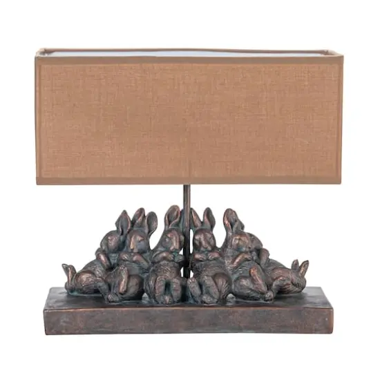 Hello Honey&reg; 13" Rabbit Table Lamp with Rectangle Linen Shade {5}
