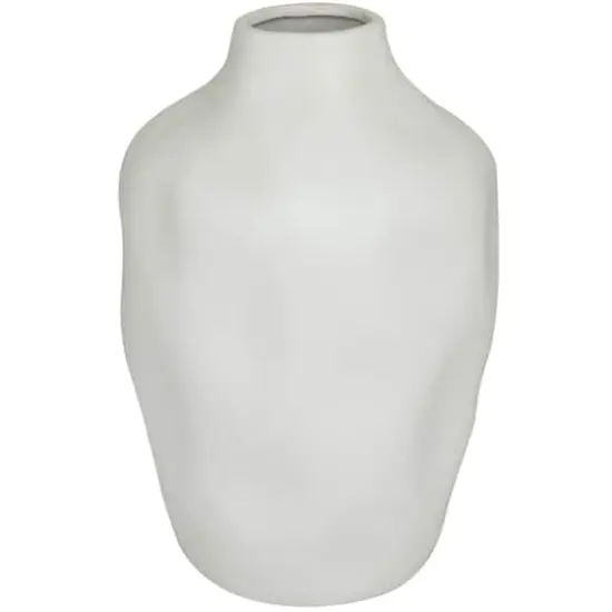 CosmoLiving by Cosmopolitan White Ceramic Faceted Vase 9" x 9" x 14" {1}