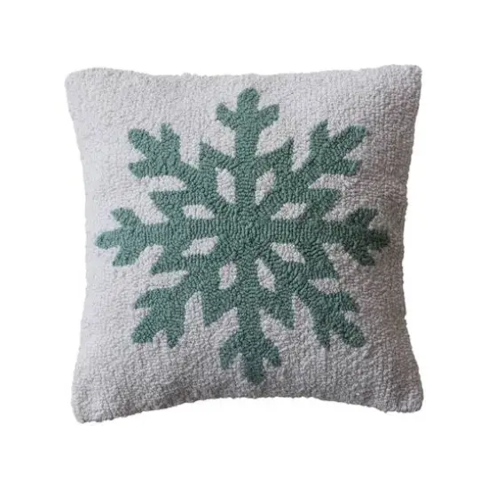 Hello Honey&reg; 18" Blue & Natural Snowflake Tufted Throw Pillow {1}