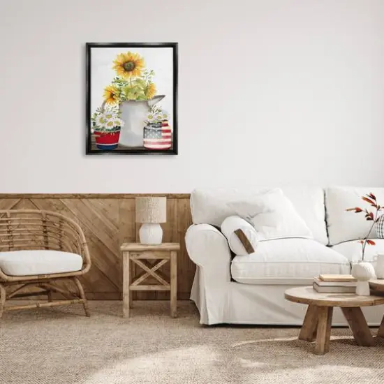 Stupell Industries Americana Flower Bouquets Floater Framed Art Black {3}