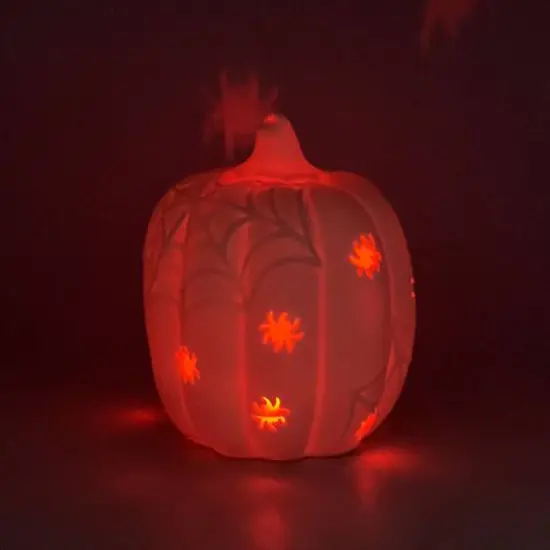 7.25" DIY Ceramic LED Pumpkin with Spiders D&eacute;cor by Make Market&reg; {3}