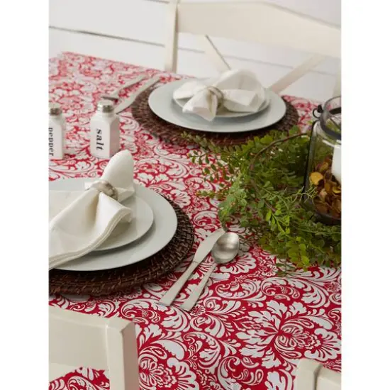 Tango Red Damask Tablecloth 70" Round {5}