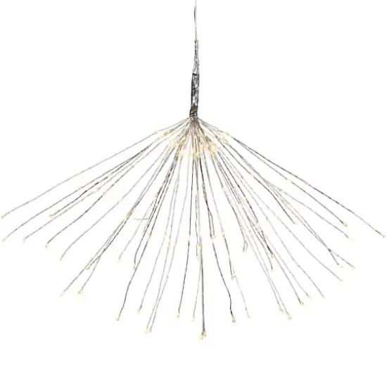 20" LED Lighted Firework Silver Branch Christmas Decoration Silver with Warm White and Red Lights {1}